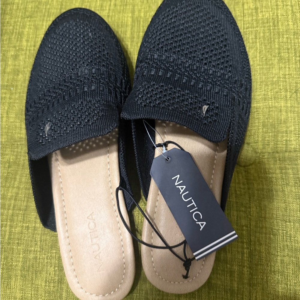 Nautica Women's Black Knit Mules